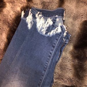 Hudson cropped frayed hem jeans